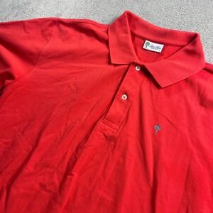 Ben Silver Charleston Mens Red Pique Cotton Palm Tree Logo Polo Shirt Large